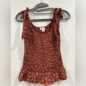 💜NWOT Japna Women's Rust Floral Tank Top